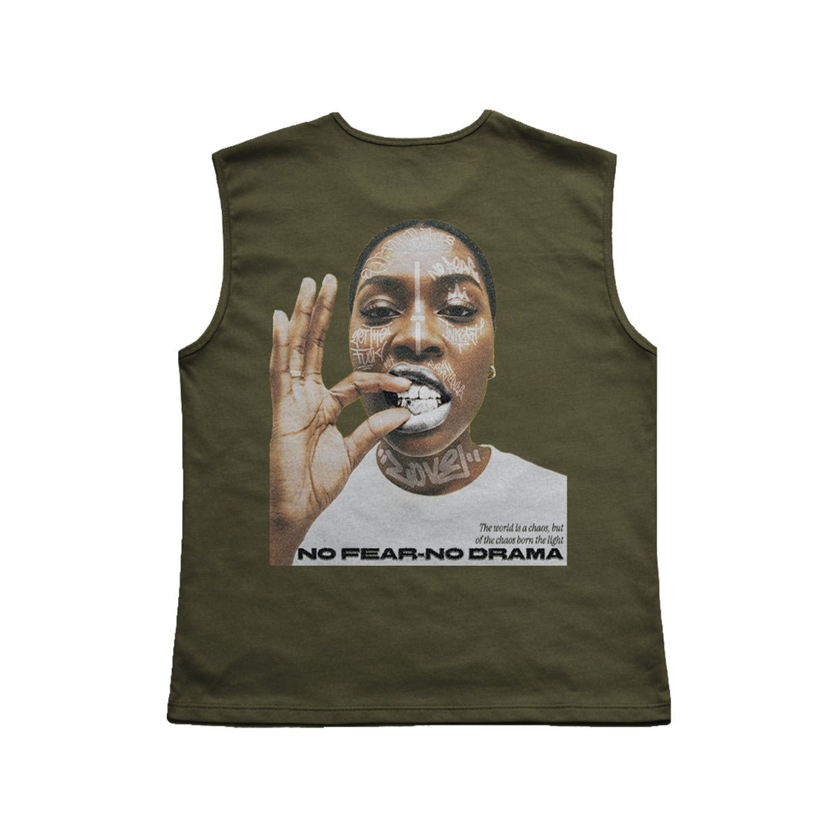 Sleeveless Tee Oversize Kore "No Fear-No Drama"